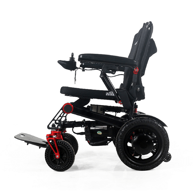 Silla de ruedas eléctrica plegable automática con control remoto de fibra de carbono para discapacitados
