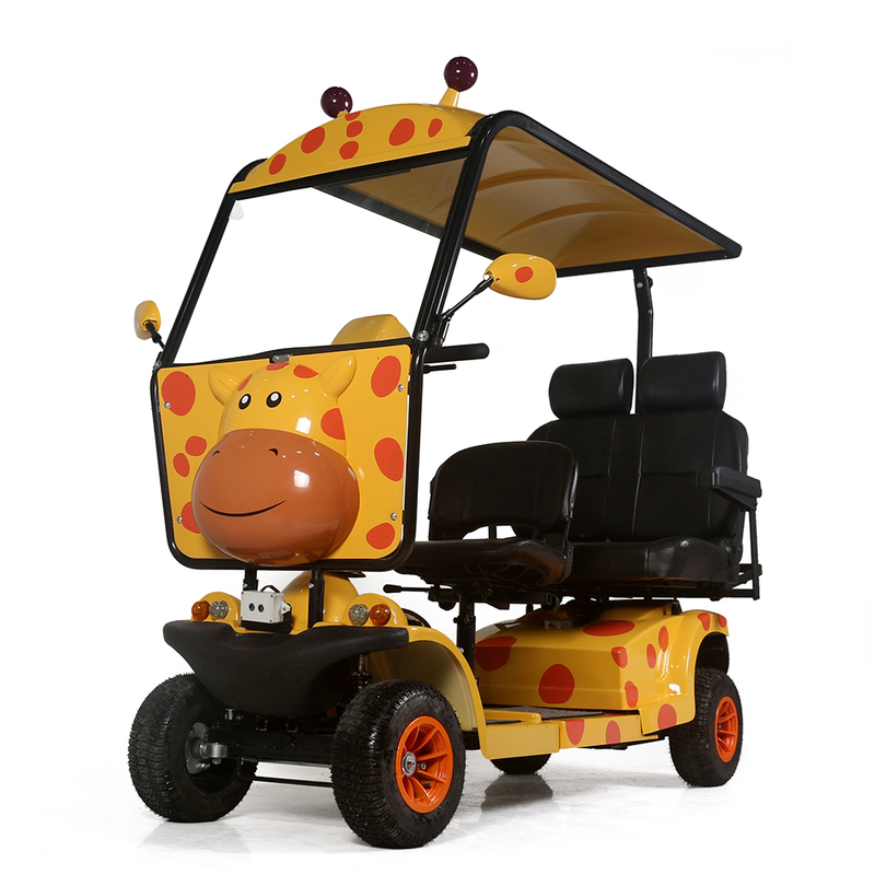 Scooter de movilidad de coche de turismo de dibujos animados con techo para tres personas