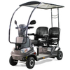 Scooter eléctrico de 4 ruedas para exteriores con 2 asientos y techo soleado para adultos